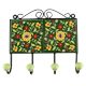 Forest Green Ceramic Floral Tile Wall Hook